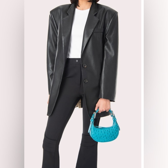 BY FAR Handbags - NWT BY FAR Mini Soho Azur Circular Croco Embossed Leather